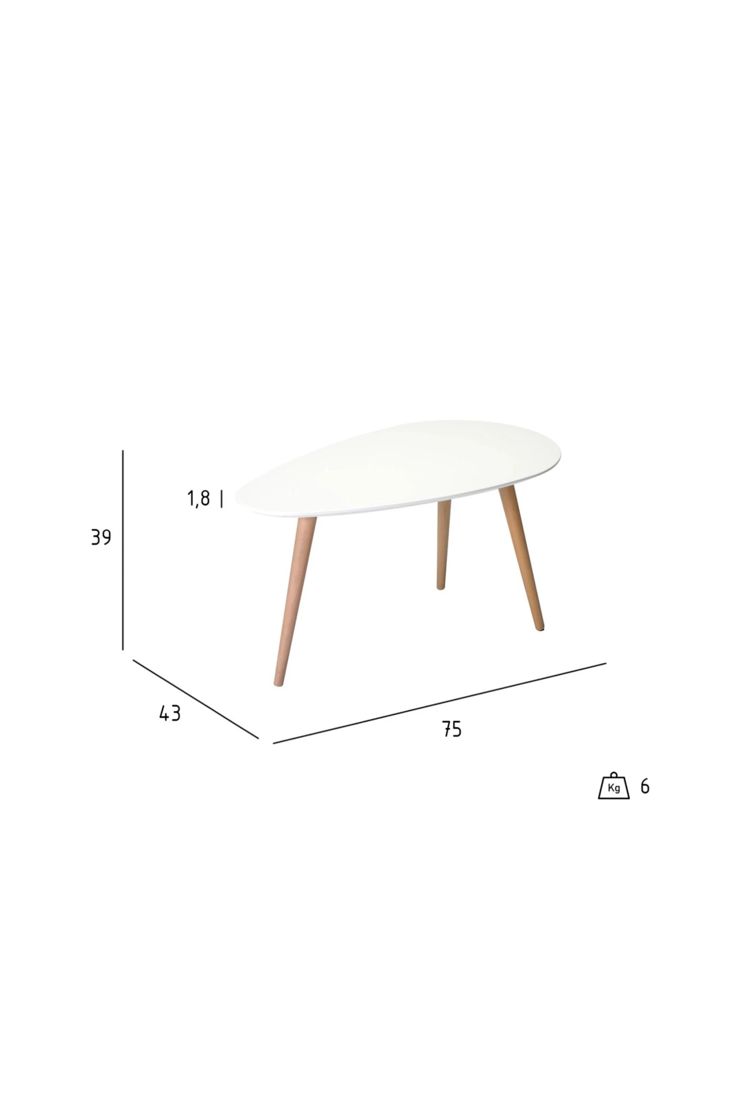 Möbler Homeroom Soffbord Fly, Ovalt 75x43x39 Cm 5 Möbler Homeroom Soffbord Fly, Ovalt 75x43x39 Cm - Bild 3