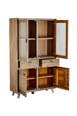Möbler Homeroom Floor Glass Cabinet Malaga, Brown, 110x40x187 -Homeroom affär hom 1593403 01 Bs