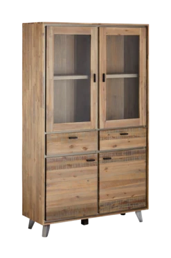 Möbler Homeroom Floor Glass Cabinet Malaga, Brown, 110x40x187 -Homeroom affär hom 1593403 01 Fs